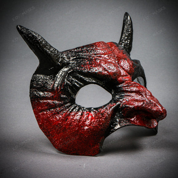 Goblin Devil Short Horn Eyes Mask - Bloody Red - Picture 7 of 8